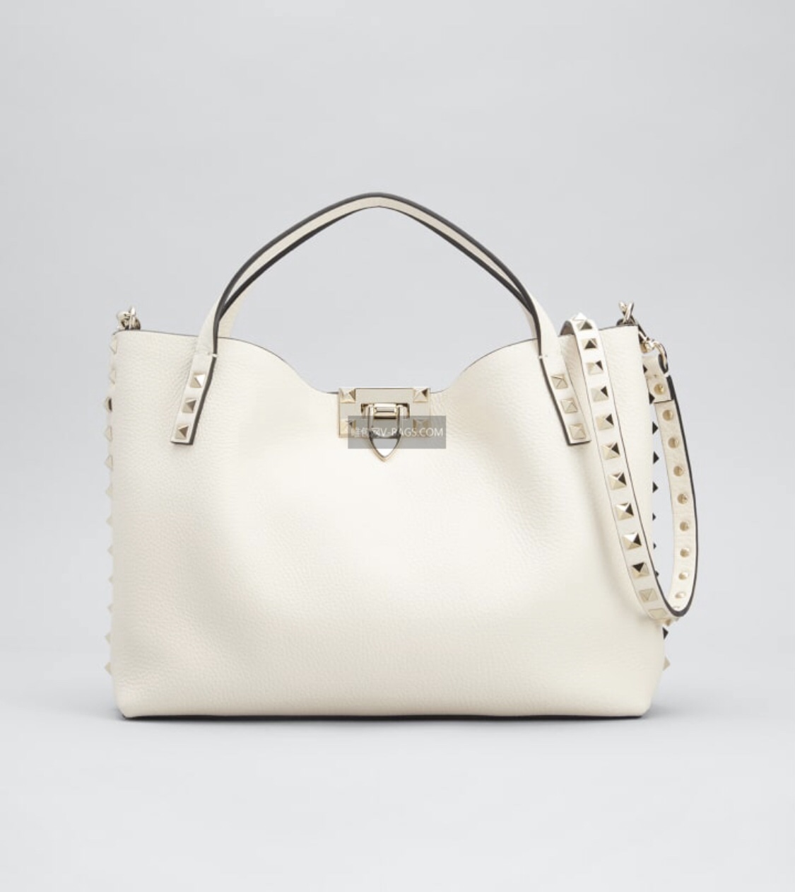 Valentino Garavani Rockstud Tote Bag in Ivory Grainy Calfskin